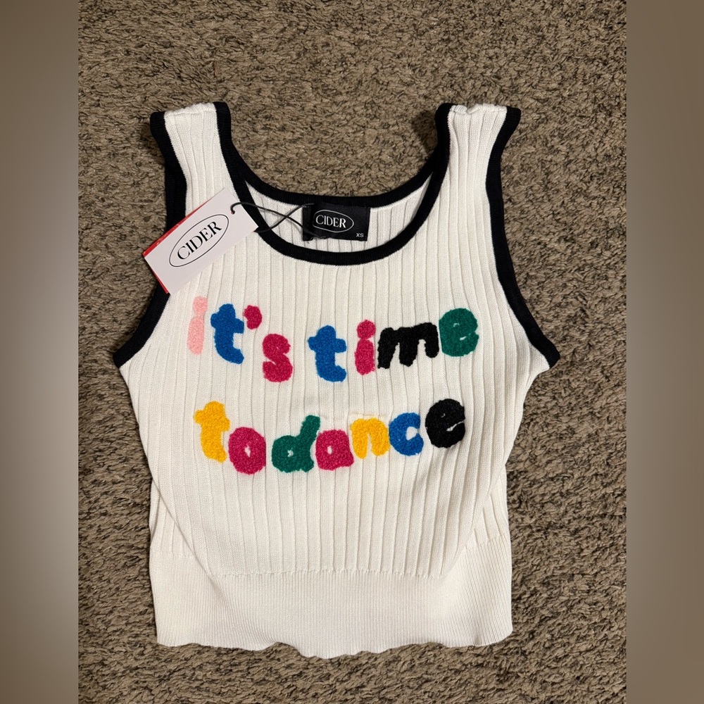 Cider White Tank Top with Multicolor Lettering